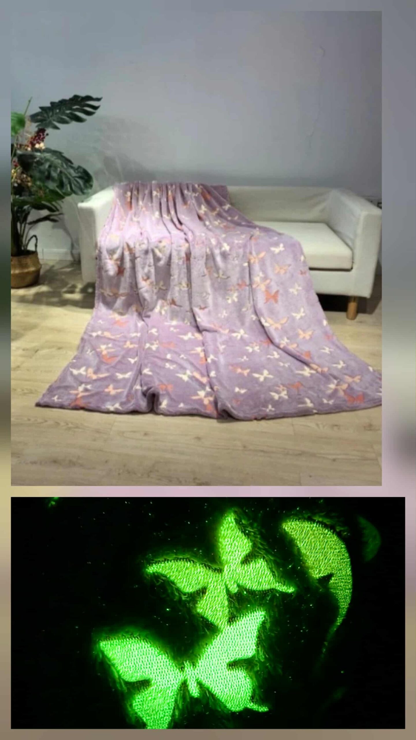 Pledas šviečiantis tamsoje "drugeliai", 150 x 200 cm - Image 3